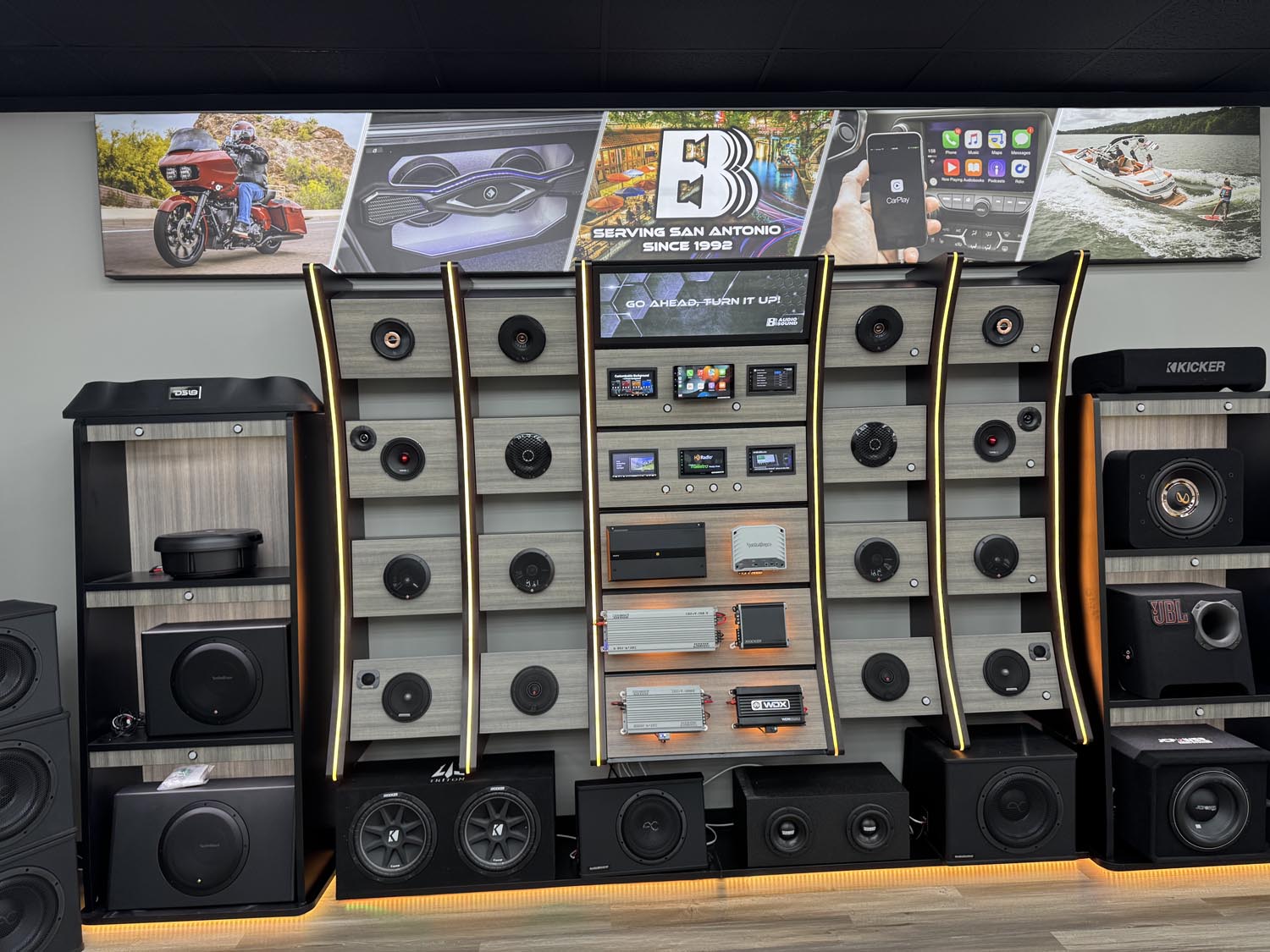 B Audio Sound - Custom Stereo installation- product wall